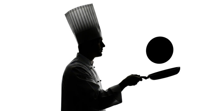 Chef tossing pancake in the air isolated PNG with Transparent Background