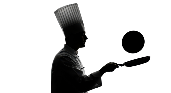 Chef tossing pancake in the air isolated PNG with Transparent Background