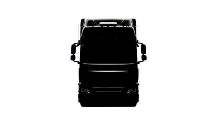 Black semi-truck seen from a top angle perspective isolated PNG with Transparent Background