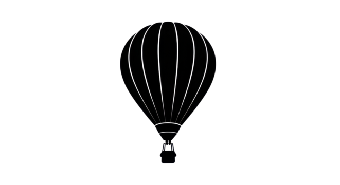 Black and white hot air balloon icon isolated PNG with Transparent Background