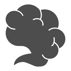 Tobacco smoke or vapor solid icon, vaping concept. Vector graphics. Smoke sign on white background, glyph style icon for mobile or web design.