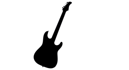Electric guitar silhouette for music design isolated PNG with Transparent Background
