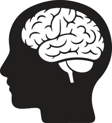 human head with brain icon, thinking, innovation symbol isolated on transparent background .