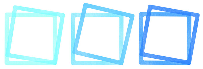 水色の水彩で描かれた四角形のかわいい囲みの装飾