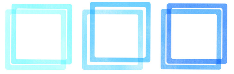 水色の水彩で描かれた四角形のかわいい囲みの装飾