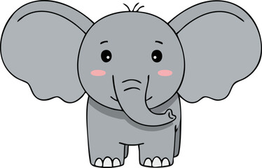 Cute Flat Vector Elephant Illustration
