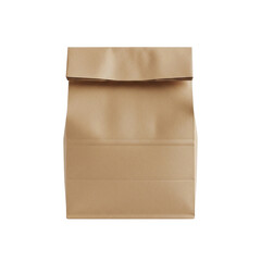 Paper Bag Mockup Template Brown Kraft Container Lunch Packaging Food Delivery Carrier Takeout on transparent background