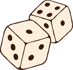 Game Board Dice on White Cubes Gambling Cartoon