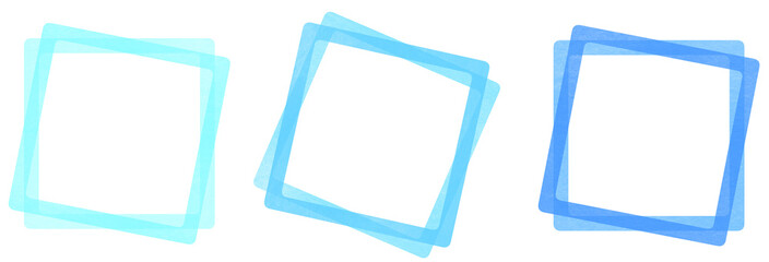 水色の水彩で描かれた四角形のかわいい囲みの装飾