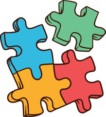 Fototapeta premium Game Board Puzzle Together Pieces Jigsaw Cartoon