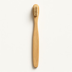 Bamboo toothbrush with soft bristles on a white background  