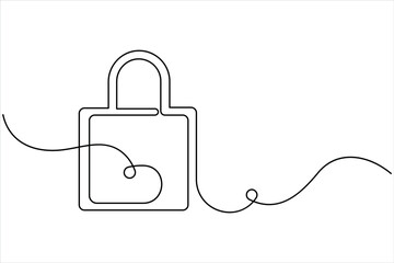 Continuous one line drawing of padlock single line of lock padlock continuous line art vector outline