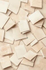 Fototapeta premium Scattered aged papers forming a textured background with a vintage feel, evoking memory and ideas.