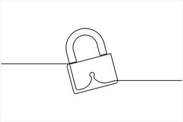 Continuous one line drawing of padlock single line of lock padlock continuous line art vector outline