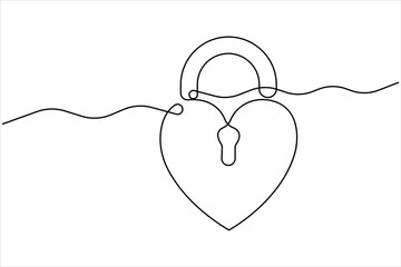 Continuous one line drawing of padlock single line of lock padlock continuous line art vector outline