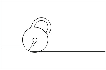 Continuous one line drawing of padlock single line of lock padlock continuous line art vector outline