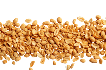 Salted peanuts scattered in a horizontal line
