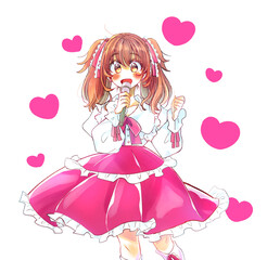 マイクを持って歌う女性アイドル　振付