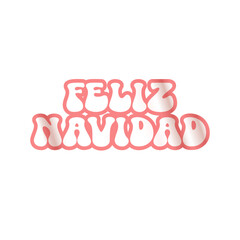 Feliz Navidad Merry Christmas in Spanish quote pink sticker vector design, creative holiday typography, modern festive graphic art for cards, invitations, social media banners, and decorations.