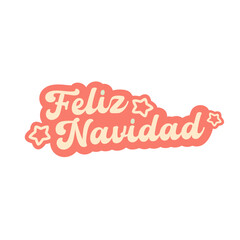 Feliz Navidad Merry Christmas in Spanish quote pink sticker vector design, creative holiday typography, modern festive graphic art for cards, invitations, social media banners, and decorations.