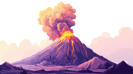 Volcanic Eruption: An illustration of a powerful volcano spewing ash and lava, a dramatic display of nature's raw power. Capturing the forces of nature in a fiery scene.