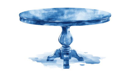Timeless Blue Table: An elegant blue table in a minimalist watercolor style, ideal for interior design, dining, or showcasing household decor and add aesthetic appeal.