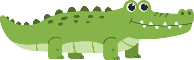 Cute Flat Vector Crocodile Illustration © Teguh