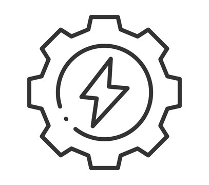 Energy lightning bolt inside gear icon for technology and power concepts