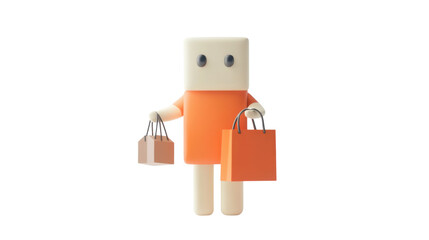 Shopping Delight: This playful illustration shows a character holding shopping bags, capturing the essence of retail therapy and consumer culture. 