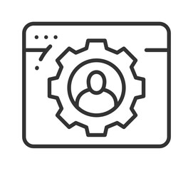 Profile icon inside gear on webpage interface for user settings and configuration