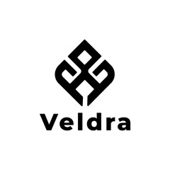 Obraz premium Modern Geometric Veldra Logo Design in Black Minimal Style
