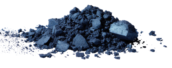 Dark-blue, fragmented mineral pile
