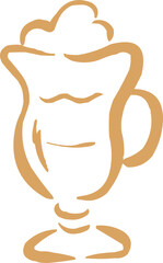 Outlined had drawn illustrations. Coffee logo. Hand drawn ink icon. Latte