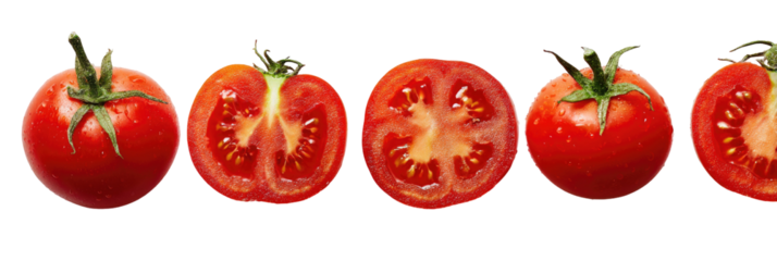 Ripe tomatoes, whole and halved