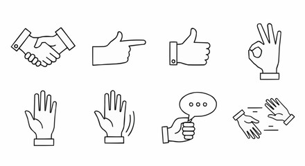 set of hand icons