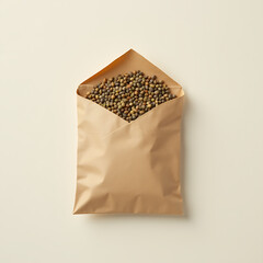 Kraft paper envelope filled with seeds for organic gardening  