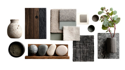 Muted tones, natural textures,  design samples