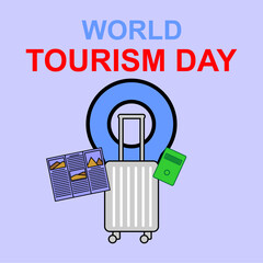 illustration with blue background for world tourist day poster