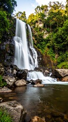Fototapeta premium Waterfall cascading down rocks