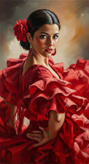 Spanish dancer, oil painting on canvas.