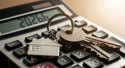 Calculator with 2026 Number Keys and House Keys Mortgage Financial Planning Property Investment Real Estate Success