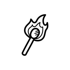 Matchstick Flame Doodle Illustration on Transparent Background Warm Light