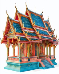 Enchanting Thai Temple: The image features a colorful Thai temple with intricate architectural detail, showcases the vibrant culture and artistic richness of the region.