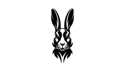 Black and white rabbit head logo graphic illustration Keywords: rabbit, bunny, hare, head