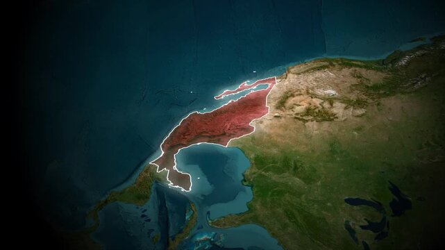  Animated Yucatan Peninsula Digital Highlight with Topographical Background