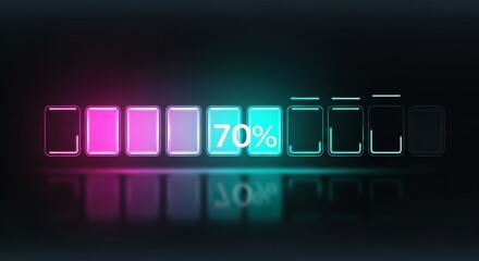 Watch your data flow with this vibrant seventy percent loading bar, perfect for a modern tech presentation or sleek website progress indicator