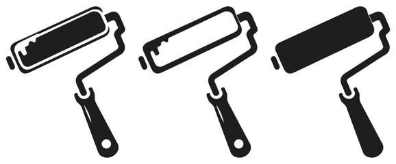 Set of paint roller tool icons illustration.