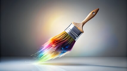 Surreal Glowing Paintbrush Suspended Midair Creating Light Trails