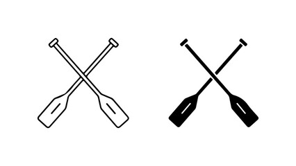 Crossed Paddles Icon Set: Line Art and Solid Glyphs