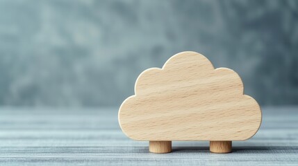 Wooden gear with cloud icon inside, natural cloud computing process